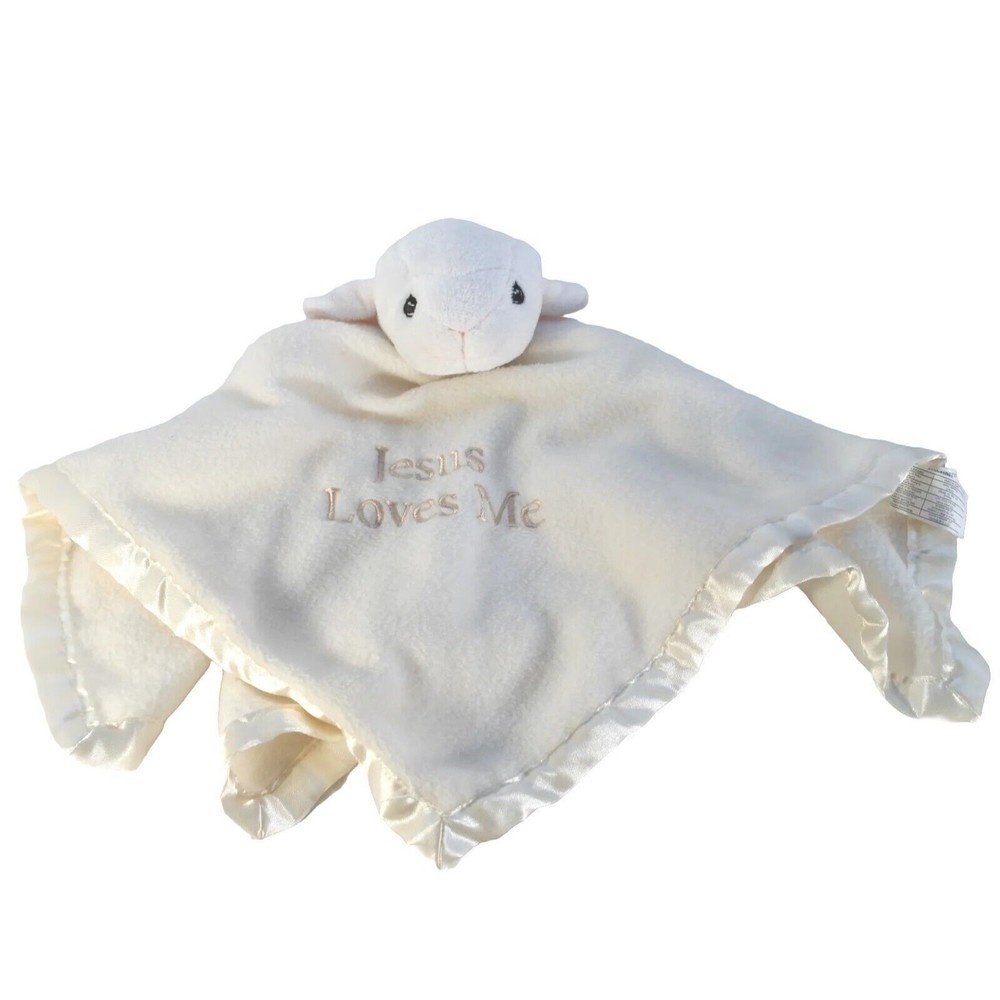 Precious Moments Lamb Lovey White Jesus Loves Me Baby Security Blanket Plush Htf